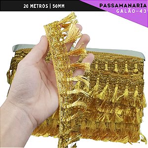Fita Galão Passamanaria - 50mm - Ref:Galao-43 - Rolo C/20 Mts Cor:Ouro