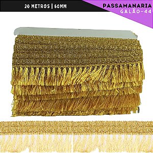 Fita Galão Passamanaria - 60mm - Ref:Galao-44 - Rolo C/20 Mts Cor:Ouro