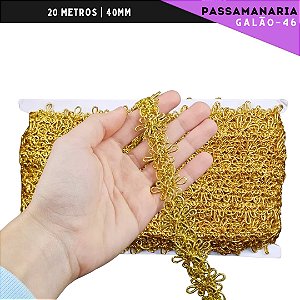 Fita Galão Passamanaria - 40mm - Ref:Galao-46 - Rolo C/20 Mts Cor:Ouro