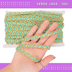 Fita Galão Passamanaria - 12mm - Ref:Galao-49 - Rolo C/20 Mts Cor:Verde-Jade-539