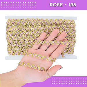 Fita Galão Passamanaria - 12mm - Ref:Galao-49 - Rolo C/20 Mts Cor:Rose-135