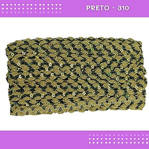 Fita Galão Passamanaria - 12mm - Ref:Galao-49 - Rolo C/20 Mts Cor:Preto-310