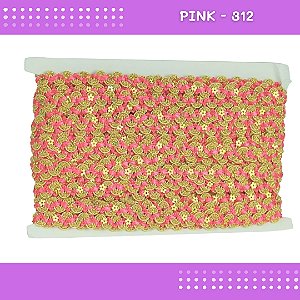 Fita Galão Passamanaria - 12mm - Ref:Galao-49 - Rolo C/20 Mts Cor:Pink-312