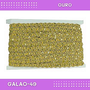 Fita Galão Passamanaria - 12mm - Ref:Galao-49 - Rolo C/20 Mts Cor:Ouro