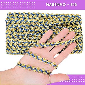 Fita Galão Passamanaria - 12mm - Ref:Galao-49 - Rolo C/20 Mts Cor:Marinho-318