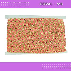 Fita Galão Passamanaria - 12mm - Ref:Galao-49 - Rolo C/20 Mts Cor:Coral-816