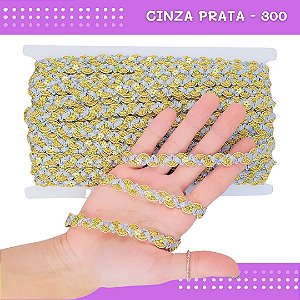 Fita Galão Passamanaria - 12mm - Ref:Galao-49 - Rolo C/20 Mts Cor:Cinza-Prata-300