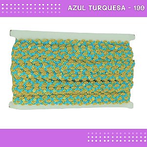 Fita Galão Passamanaria - 12mm - Ref:Galao-49 - Rolo C/20 Mts Cor:Azul-Turquesa-199