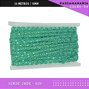 Fita Galão Passamanaria Ref:Galao-54-10mm - Rolo C/20 Mts Cor:Verde-Jade-539
