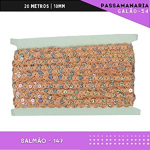 Fita Galão Passamanaria Ref:Galao-54-10mm - Rolo C/20 Mts Cor:Salmao-147