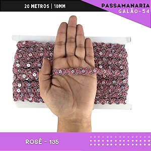 Fita Galão Passamanaria Ref:Galao-54-10mm - Rolo C/20 Mts Cor:Rose-135