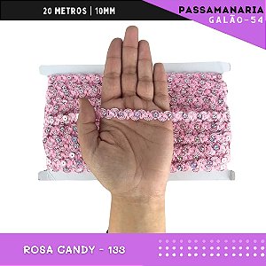 Fita Galão Passamanaria Ref:Galao-54-10mm - Rolo C/20 Mts Cor:Rosa-Candy-133