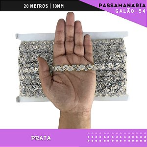 Fita Galão Passamanaria Ref:Galao-54-10mm - Rolo C/20 Mts Cor:Prata