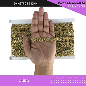 Fita Galão Passamanaria Ref:Galao-54-10mm - Rolo C/20 Mts Cor:Ouro