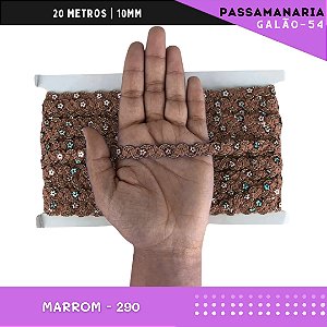 Fita Galão Passamanaria Ref:Galao-54-10mm - Rolo C/20 Mts Cor:Marrom-290