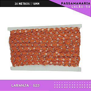 Fita Galão Passamanaria Ref:Galao-54-10mm - Rolo C/20 Mts Cor:Laranja-523