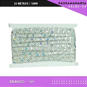 Fita Galão Passamanaria Ref:Galao-54-10mm - Rolo C/20 Mts Cor:Branco-101