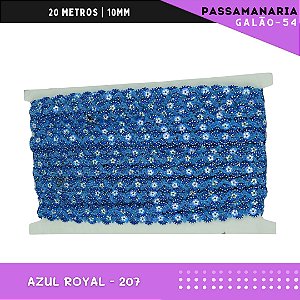 Fita Galão Passamanaria Ref:Galao-54-10mm - Rolo C/20 Mts Cor:Azul-Royal-207