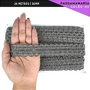 Fita Galão Passamanaria Ref:Galao-80 -30mm - Rolo C/20 Mts Cor:Onix