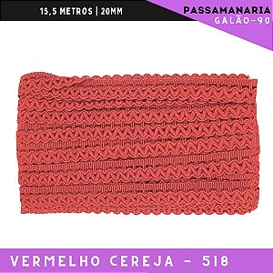 Fita Galão Passamanaria Galao-90 - 20mm - Rolo C/15,5 Mts Cor:Vermelho-Cereja-518