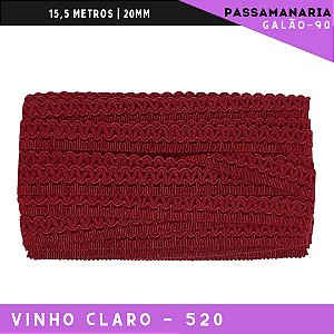 Fita Galão Passamanaria Galao-90 - 20mm - Rolo C/15,5 Mts Cor:Vinho-Claro-520
