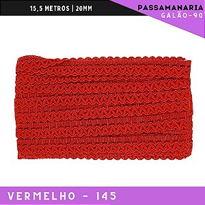 Fita Galão Passamanaria Galao-90 - 20mm - Rolo C/15,5 Mts Cor:Vermelho-145
