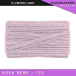 Fita Galão Passamanaria Galao-90 - 20mm - Rolo C/15,5 Mts Cor:Rosa-Bebe-132