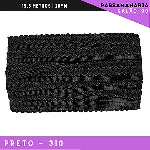Fita Galão Passamanaria Galao-90 - 20mm - Rolo C/15,5 Mts Cor:Preto-310