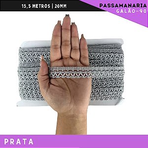 Fita Galão Passamanaria Galao-90 - 20mm - Rolo C/15,5 Mts Cor:Prata