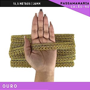 Fita Galão Passamanaria Galao-90 - 20mm - Rolo C/15,5 Mts Cor:Ouro