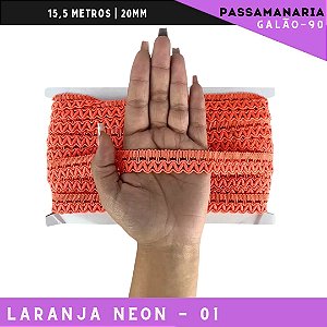 Fita Galão Passamanaria Galao-90 - 20mm - Rolo C/15,5 Mts Cor:Laranja-Neon-01