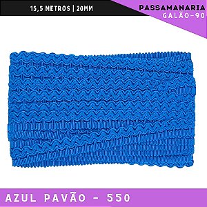 Fita Galão Passamanaria Galao-90 - 20mm - Rolo C/15,5 Mts Cor:Azul-Pavao-550