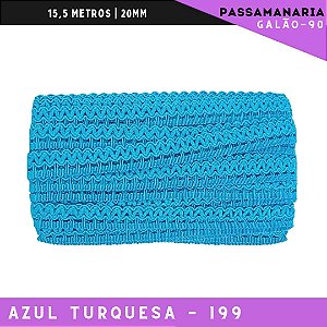 Fita Galão Passamanaria Galao-90 - 20mm - Rolo C/15,5 Mts Cor:Azul-Turquesa-199