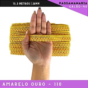 Fita Galão Passamanaria Galao-90 - 20mm - Rolo C/15,5 Mts Cor:Amarelo-Ouro-110