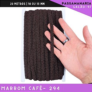 Fita Galão Passamanaria 10mm - Galao-91 - Rolo C/20 Mts Cor:Marrom-Café-294
