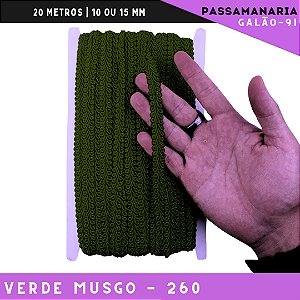 Fita Galão Passamanaria 10mm - Galao-91 - Rolo C/20 Mts Cor:Verde-Musgo-260