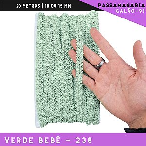 Fita Galão Passamanaria 10mm - Galao-91 - Rolo C/20 Mts Cor:Verde-Bebe-238