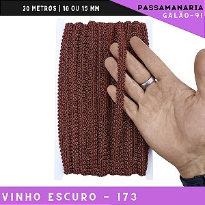 Fita Galão Passamanaria 10mm - Galao-91 - Rolo C/20 Mts Cor:Vinho-173
