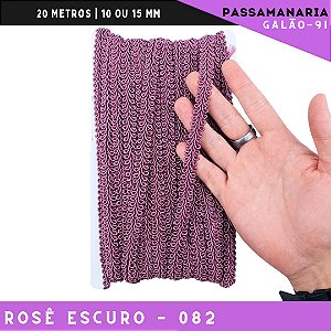 Fita Galão Passamanaria 10mm - Galao-91 - Rolo C/20 Mts Cor:Rose-Escuro-82