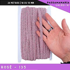 Fita Galão Passamanaria 10mm - Galao-91 - Rolo C/20 Mts Cor:Rose-135