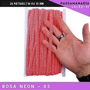 Fita Galão Passamanaria 10mm - Galao-91 - Rolo C/20 Mts Cor:Rosa-Neon-03