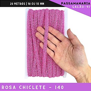 Fita Galão Passamanaria 10mm - Galao-91 - Rolo C/20 Mts Cor:Rosa-Chiclete-140