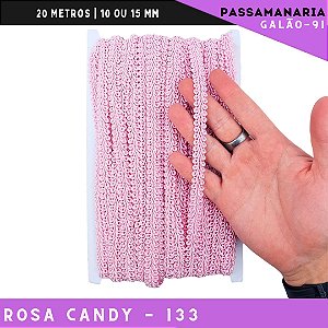 Fita Galão Passamanaria 10mm - Galao-91 - Rolo C/20 Mts Cor:Rosa-Candy-133