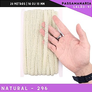Fita Galão Passamanaria 10mm - Galao-91 - Rolo C/20 Mts Cor:Natural-296