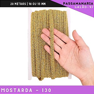 Fita Galão Passamanaria 10mm - Galao-91 - Rolo C/20 Mts Cor:Mostarda-130