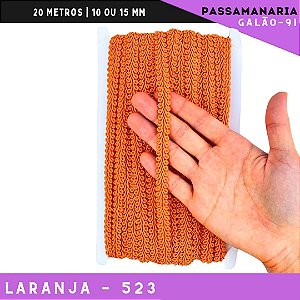 Fita Galão Passamanaria 10mm - Galao-91 - Rolo C/20 Mts Cor:Laranja-523
