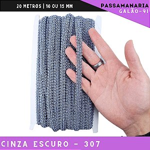Fita Galão Passamanaria 10mm - Galao-91 - Rolo C/20 Mts Cor:Cinza-Escuro-307