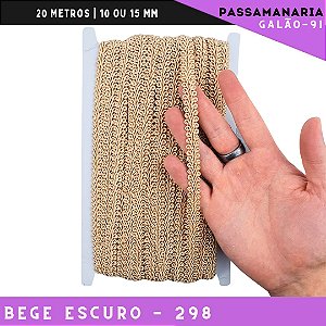 Fita Galão Passamanaria 10mm - Galao-91 - Rolo C/20 Mts Cor:Bege-Escuro-298