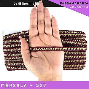 Fita Galão Passamanaria 10mm - Galao-92 - Rolo C/20 Mts Cor:Marsala-527