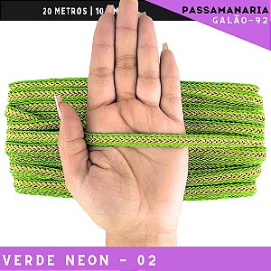 Fita Galão Passamanaria 10mm - Galao-92 - Rolo C/20 Mts Cor:Verde-Neon-02